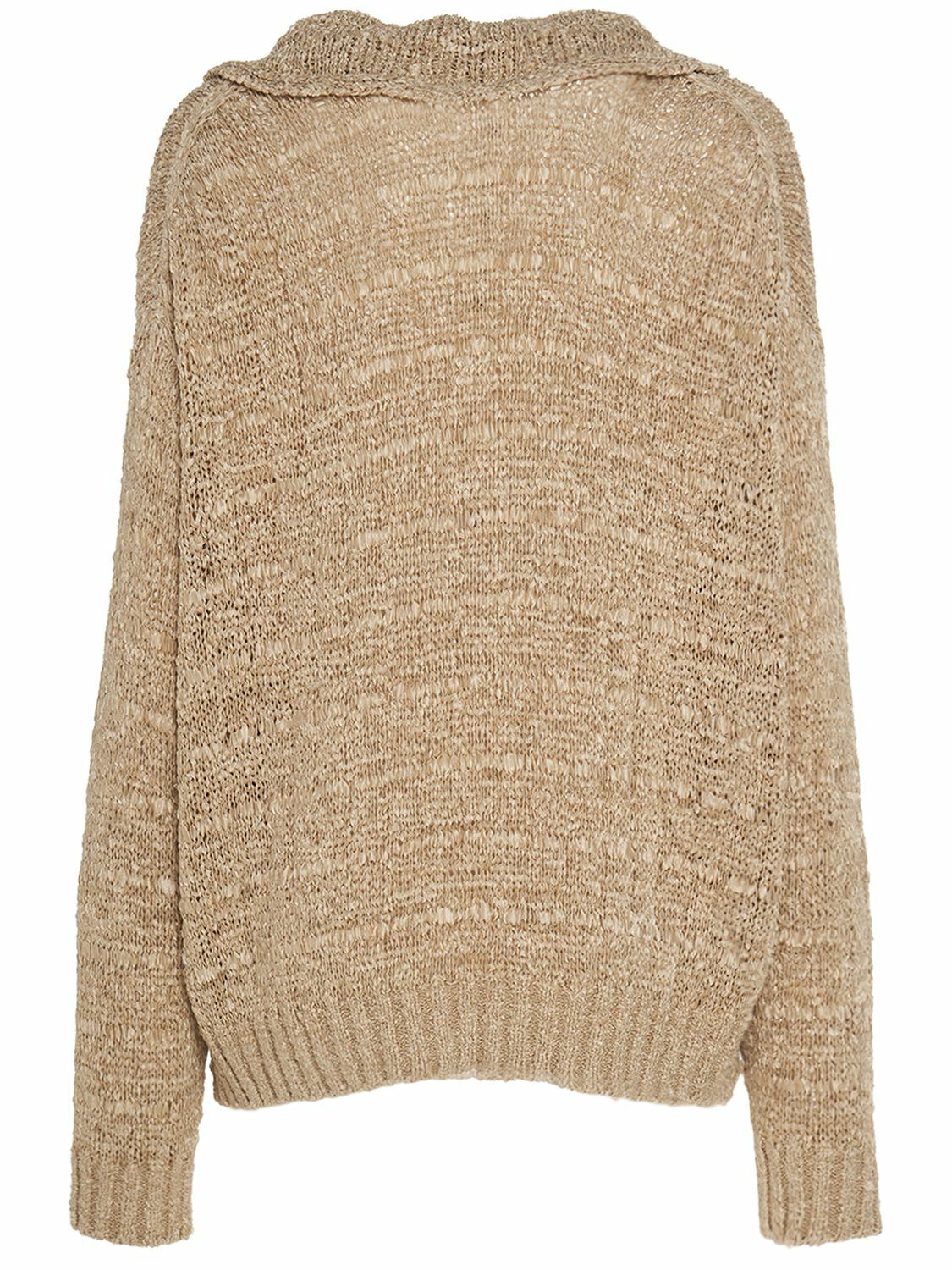 LORO PIANA - Shikotsu Openwork Knit Silk V Neck Polo