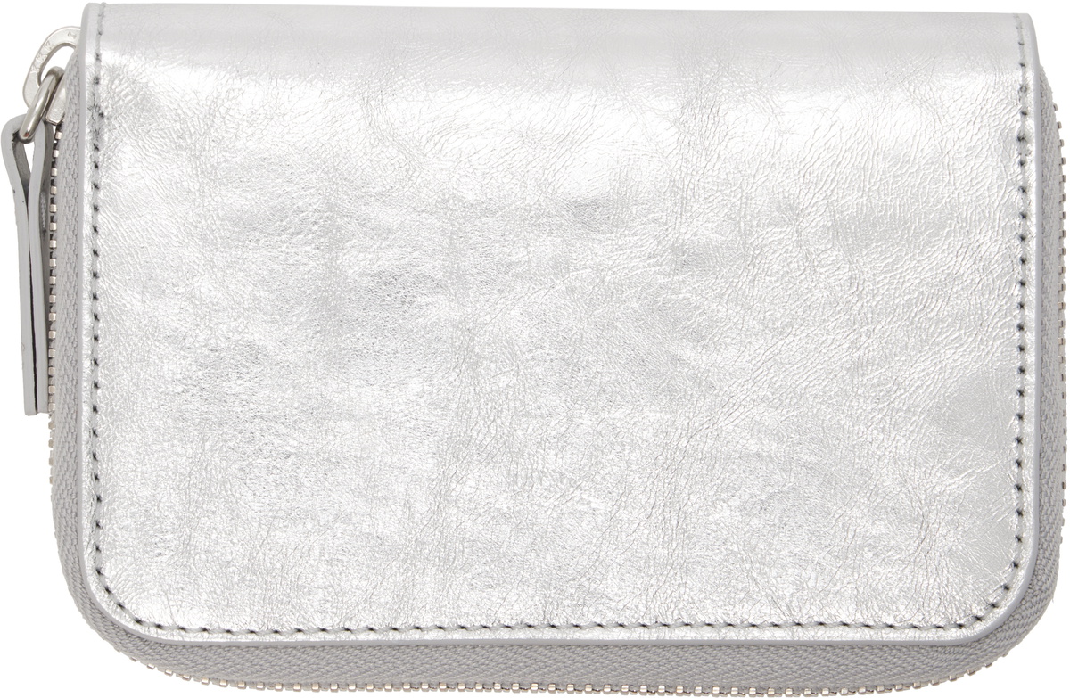 MM6 Maison Margiela Silver Numeric Leather Zip Wallet