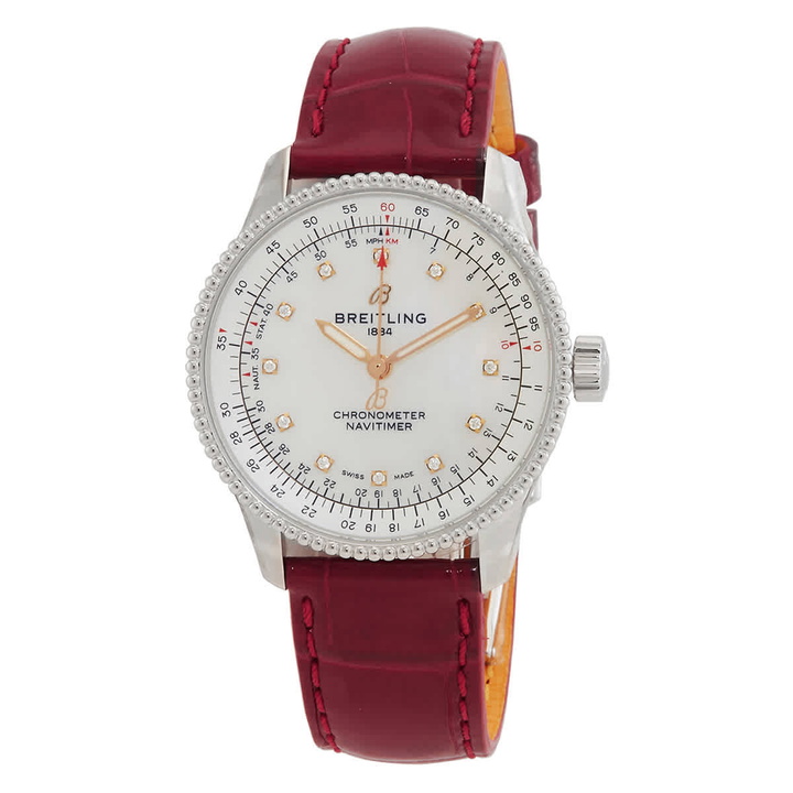 Photo: Breitling Navitimer Automatic Chronometer Diamond White Mother of Pearl Dial Ladies Watch A17395211A1P6