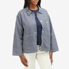 Nudie Jeans Co Women's Eva Hickory Striped Jacket in Blue/Off White