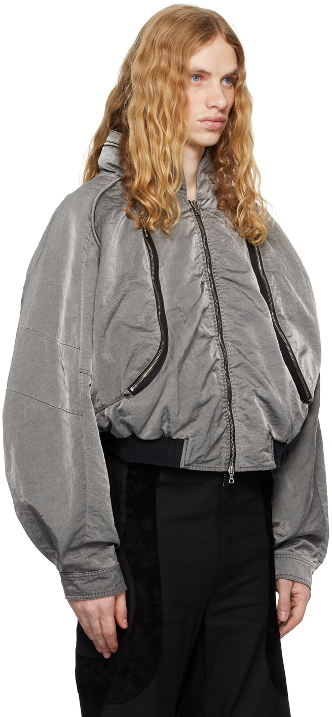 CMMAWEAR Gray Anatomical Parachute Bomber Jacket