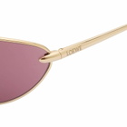 Loewe Eyewear Signature Wrap Sunglasses in Gold/Burgundy 