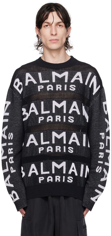 Photo: Balmain Black & White Jacquard Sweater