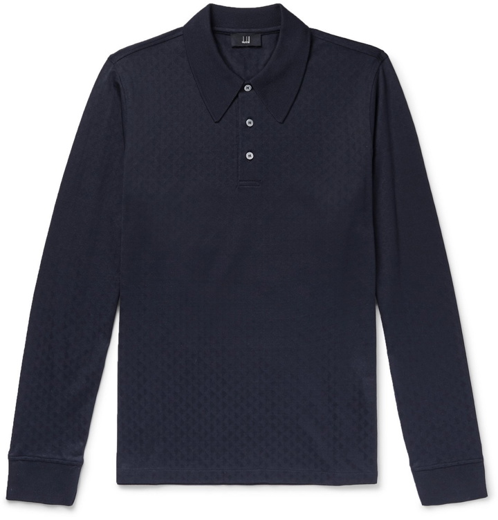 Photo: Dunhill - Textured-Cotton Polo Shirt - Blue