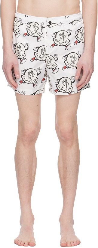 Photo: Moncler White Printed Swim Shorts