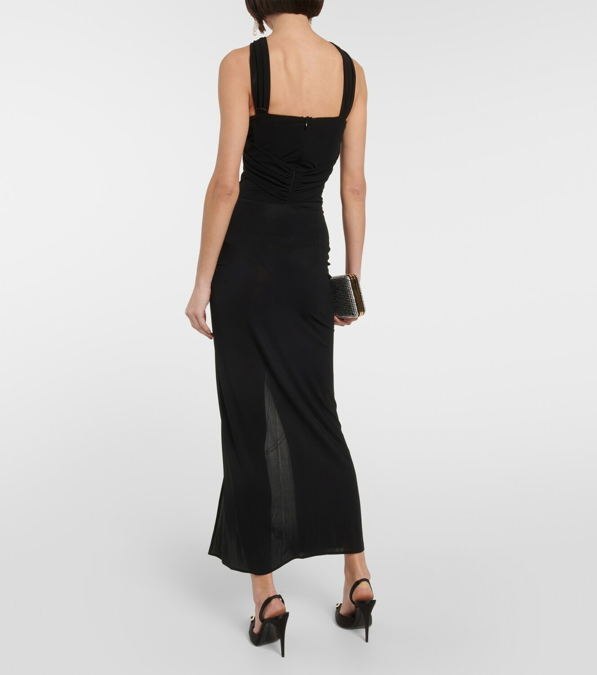 【関税込み】MAGDA BUTRYM RUCHED ROSE APPLIQUE MIDI SKIRT Magda Butrym - Ruched rose-detail high-rise jersey midi