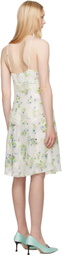 Anna Sui Off-White Rosies Posies Chiffon Romantic Lace Slip Dress