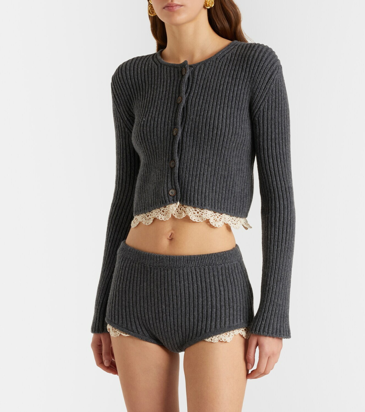 Magda Butrym Crochet-trimmed cashmere shorts