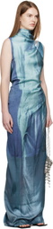Jean Paul Gaultier Blue 'The Long Draped Water' Maxi Dress