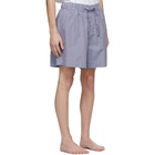 Tekla Blue and Brown Striped Pyjama Shorts