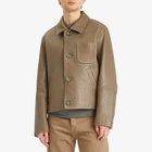 AMI Paris Men's Leather Buttoned Jacket in Smoke Grey