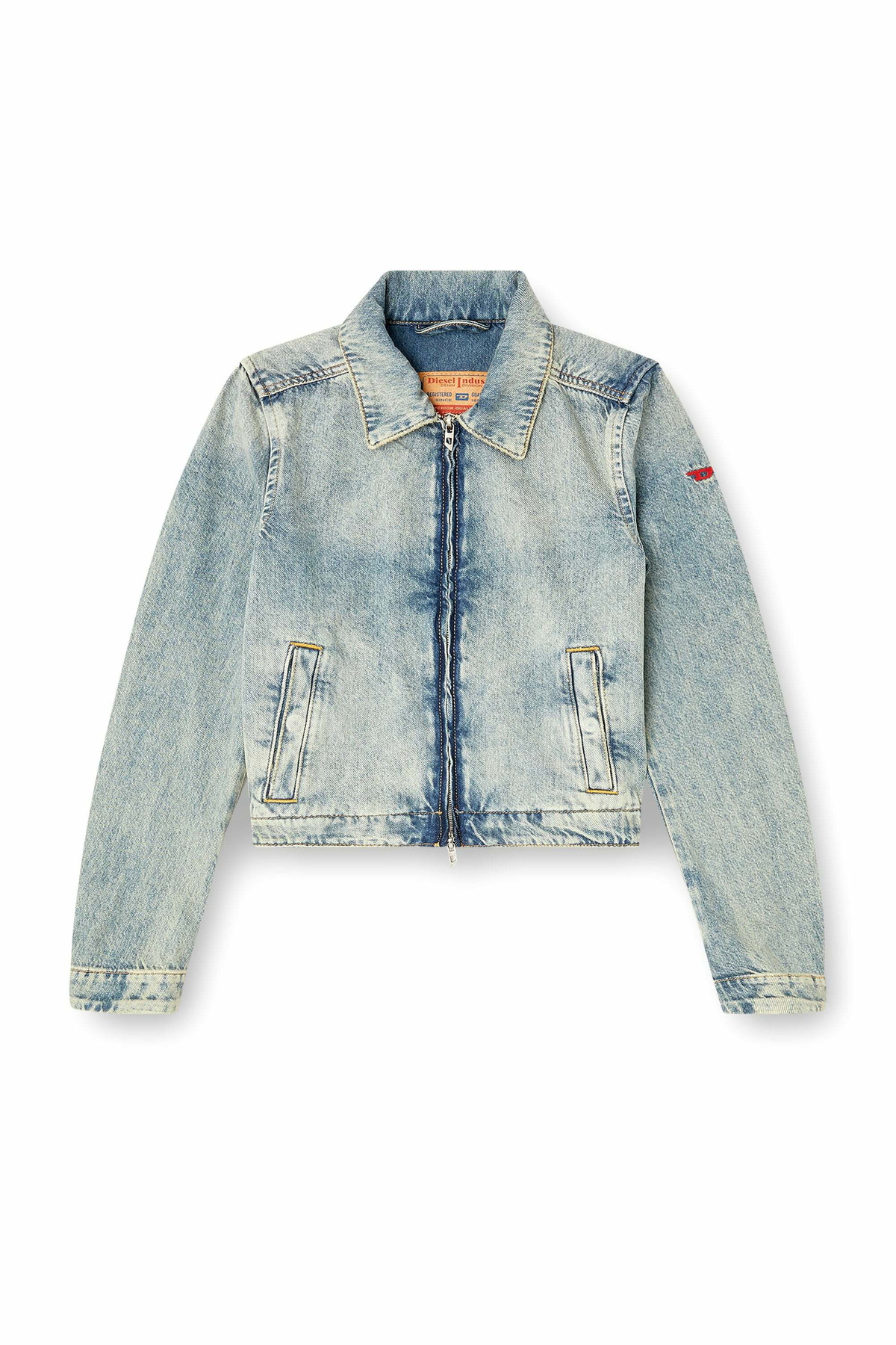 Diesel Jacket in dirt-effect fluid denim - Denim Jackets Womens in Blue