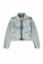 Diesel Jacket in dirt-effect fluid denim - Denim Jackets Womens in Blue