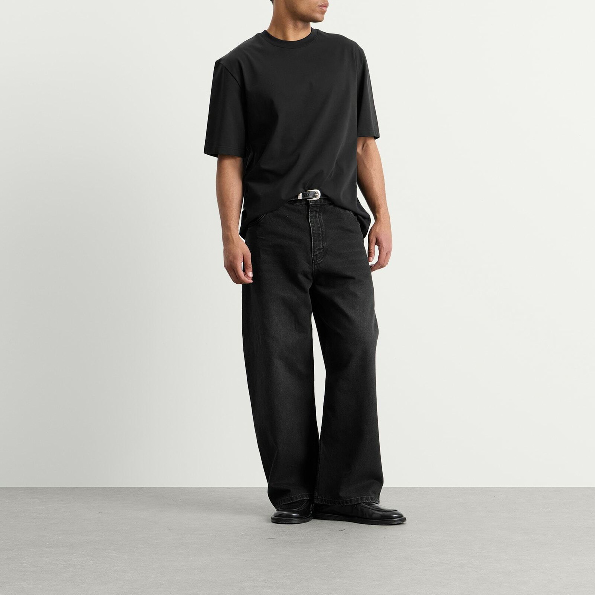 Studio Nicholson Men's Paolo Denim Volume Jeans in Washed Black