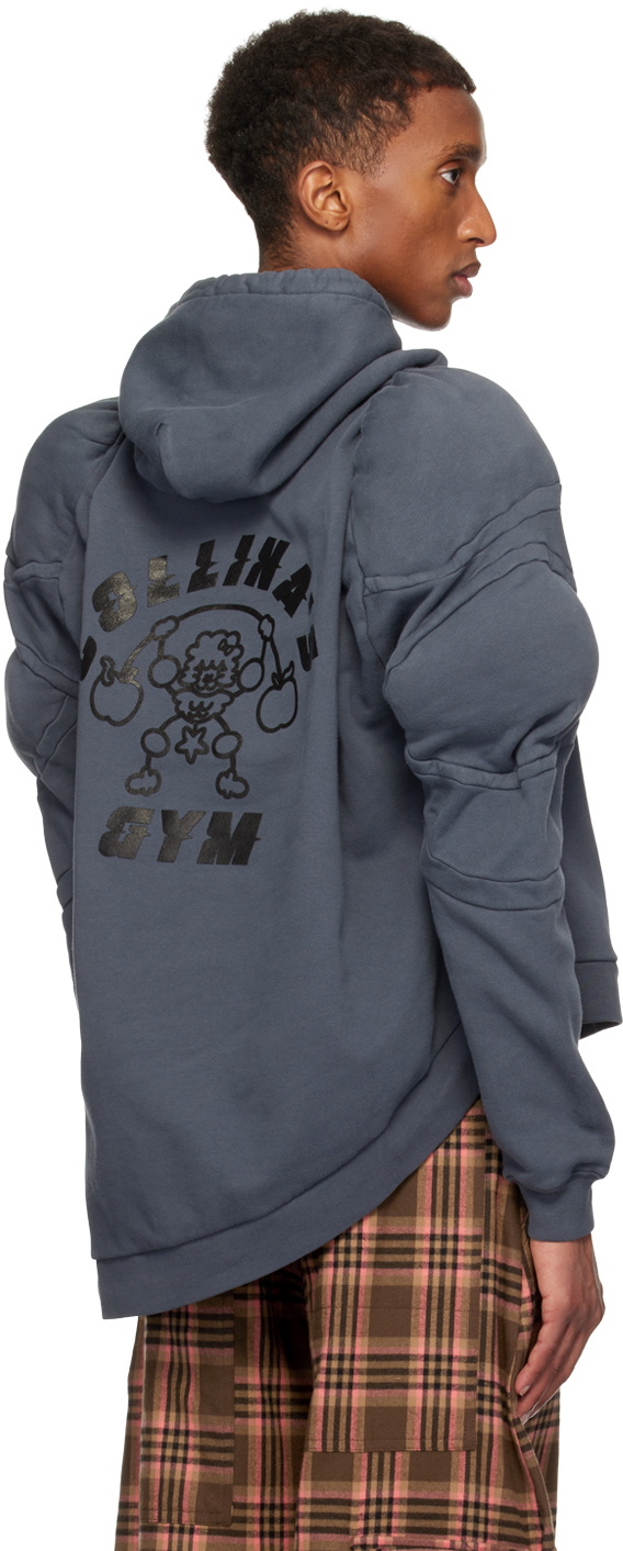 Collina Strada Gray 'CS Gym' Muscle Wave Hoodie Collina Strada