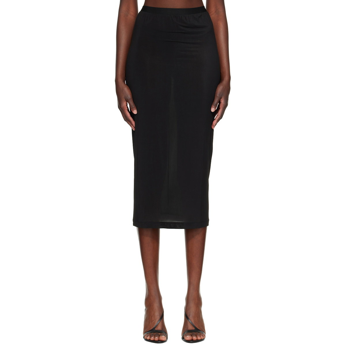 WARDROBE.NYC Black Sheer Midi Skirt