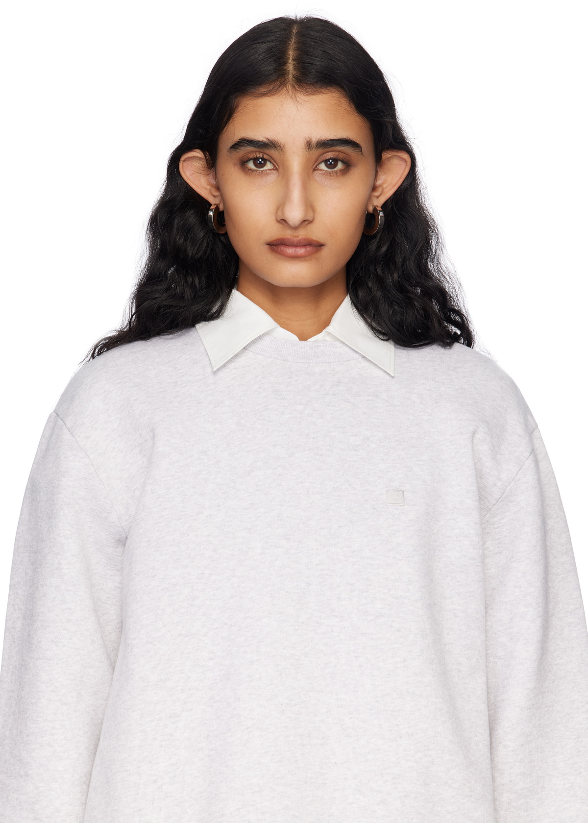 Acne Studios Silver Crystal Hoop Earrings