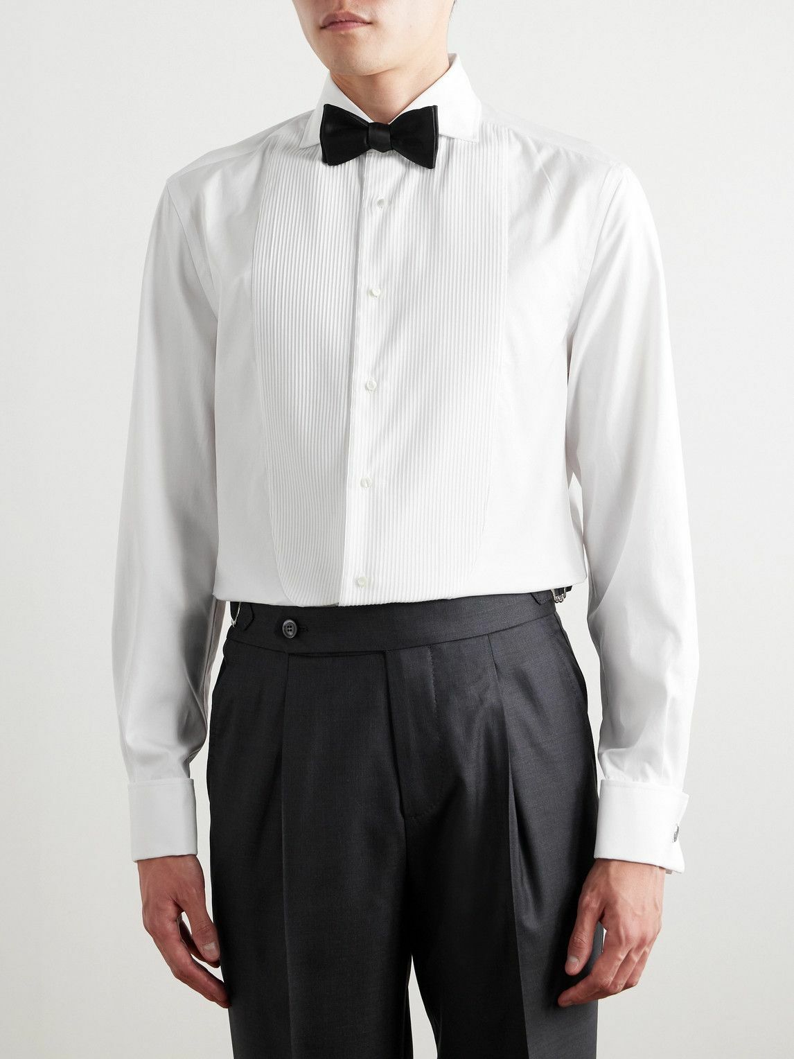 Brunello Cucinelli - Double-Cuff Bib-Front Cotton-Poplin Shirt - White