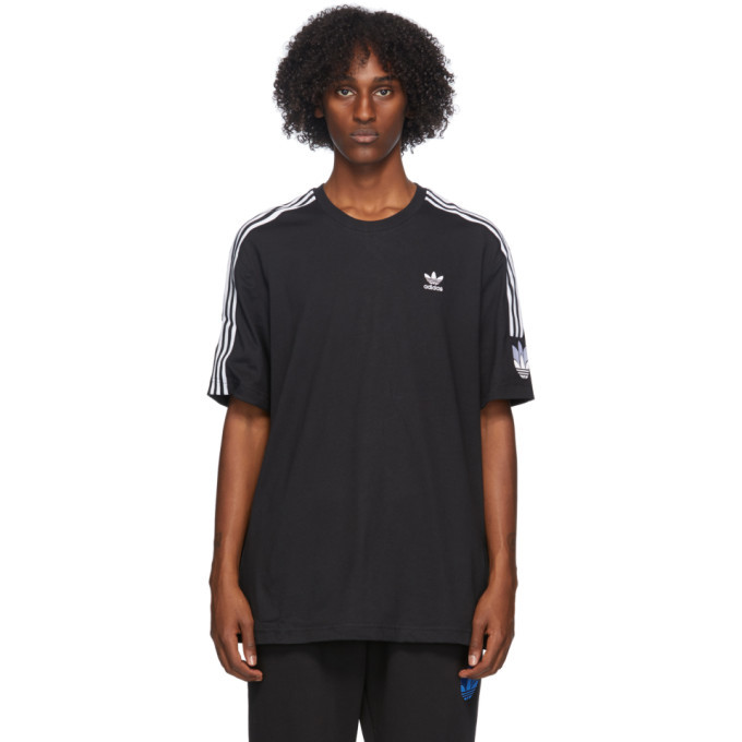 Photo: adidas Originals Black and White 3D Trefoil 3-Stripes T-Shirt