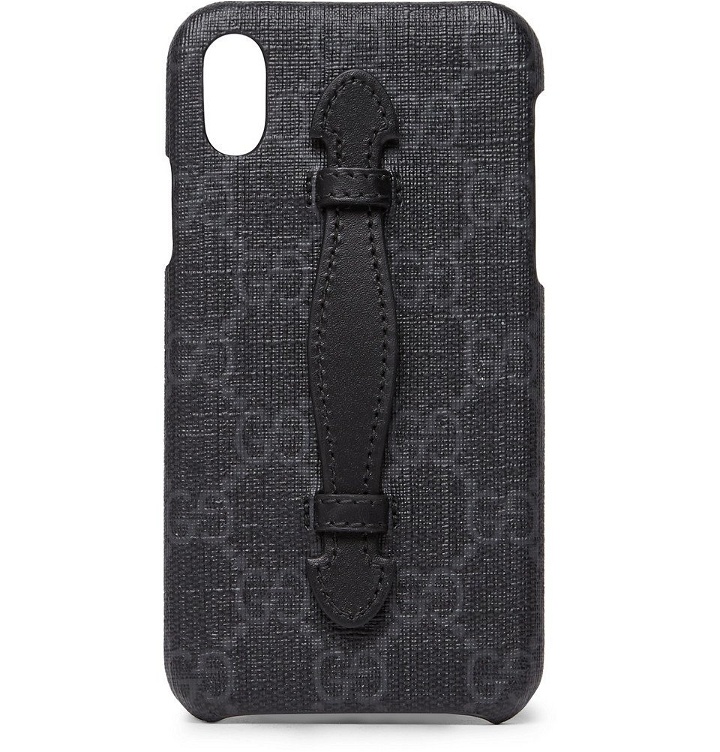 Photo: Gucci - Leather-Trimmed Monogrammed Coated-Canvas iPhone X Case - Black