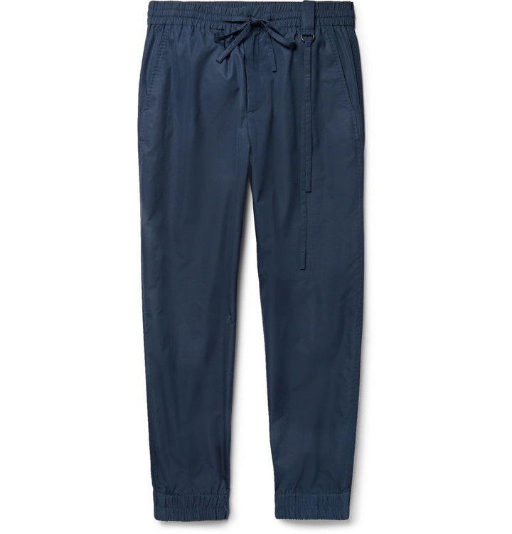 Photo: Craig Green - Slim-Fit Tapered Cotton-Poplin Drawstring Trousers - Storm blue