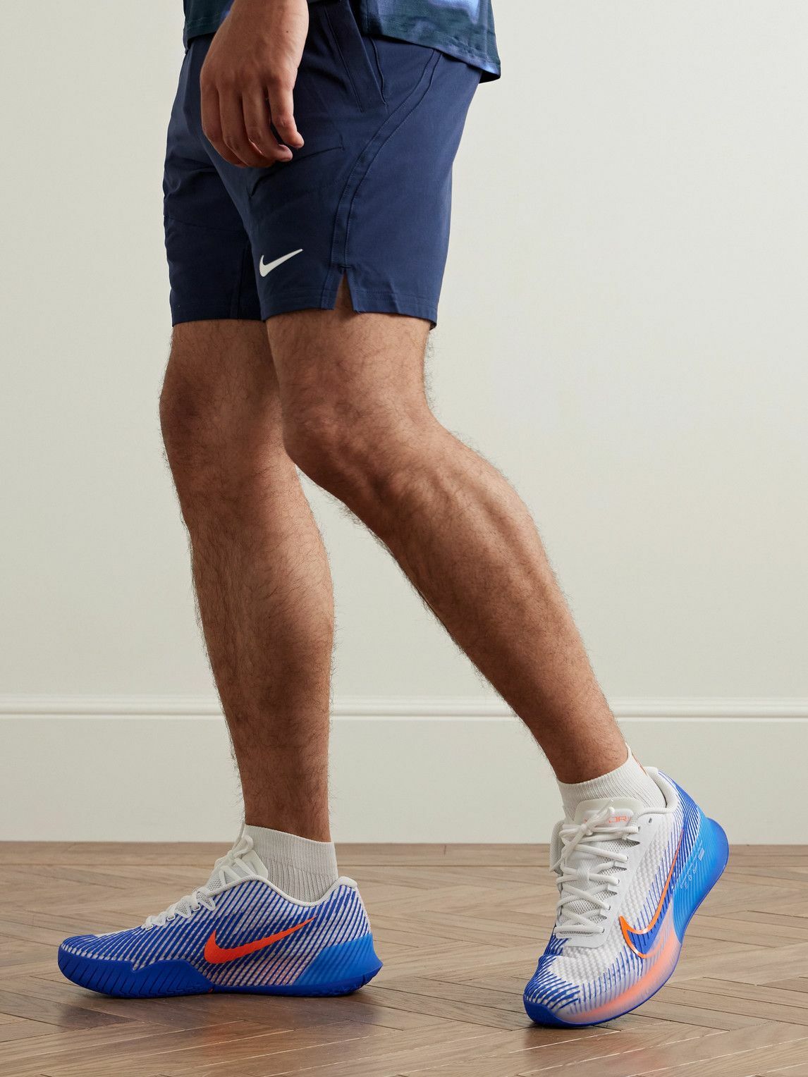 Nike Tennis - NikeCourt Air Zoom Vapor 11 Rubber-Trimmed Mesh Tennis Sneakers - Blue