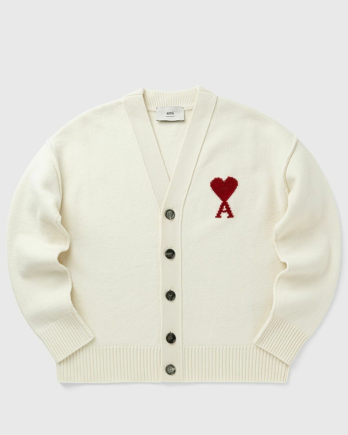 AMI Paris AMI DE COEUR CARDIGAN Beige Mens Zippers & Cardigan AMI