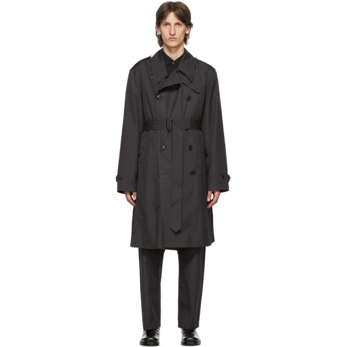 Photo: Lemaire Grey Double-Breasted Trench Coat