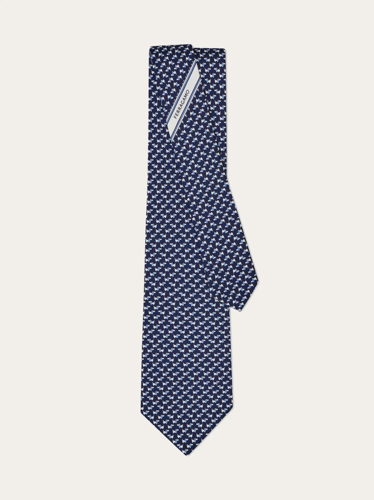 Ferragamo Mens Dylan print silk tie in Blue