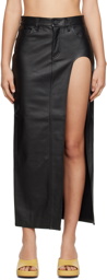 Grlfrnd Black Blanca Leather Midi Skirt