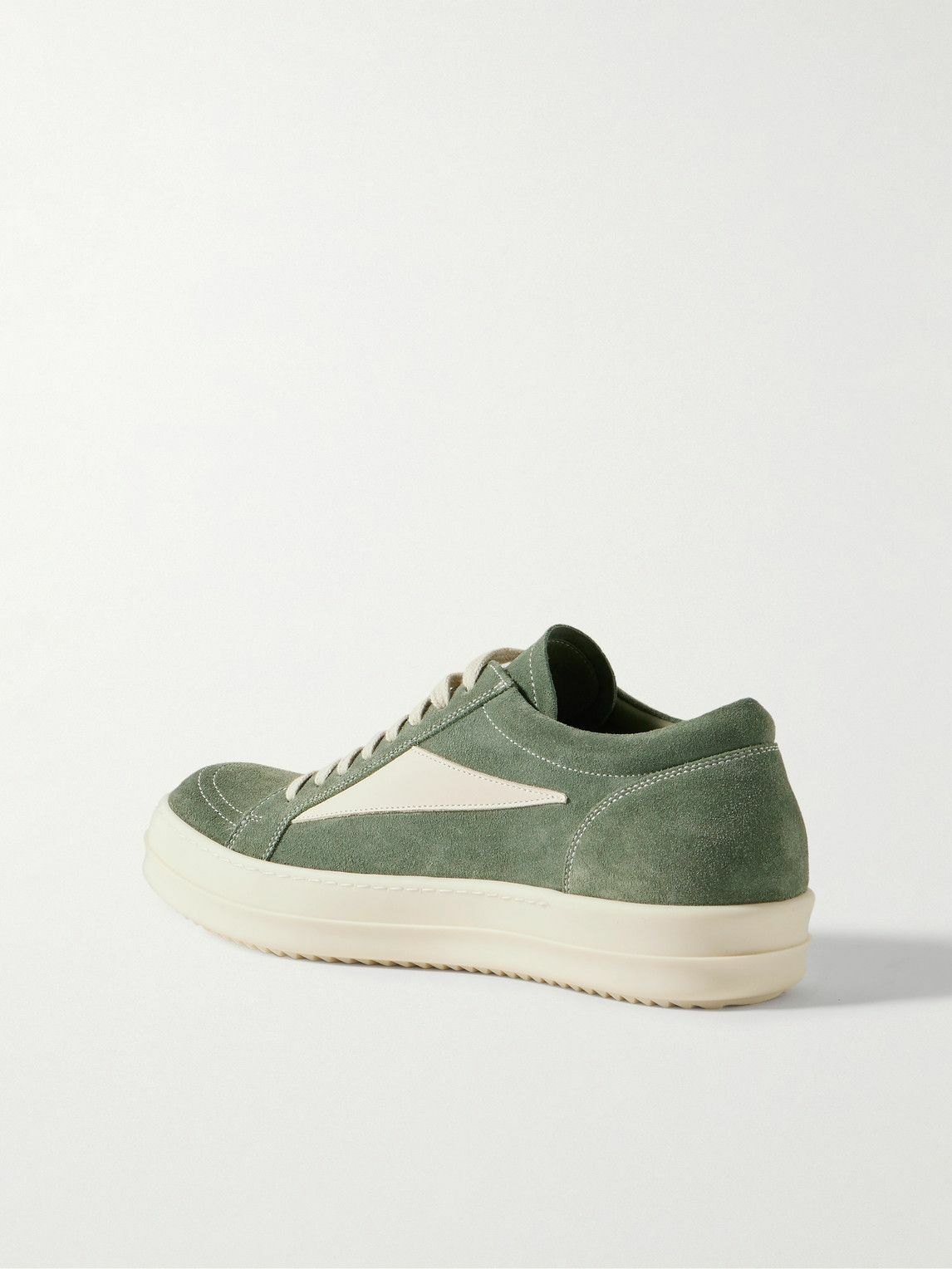 Rick Owens - Vintage Leather-Trimmed Suede Sneakers - Green