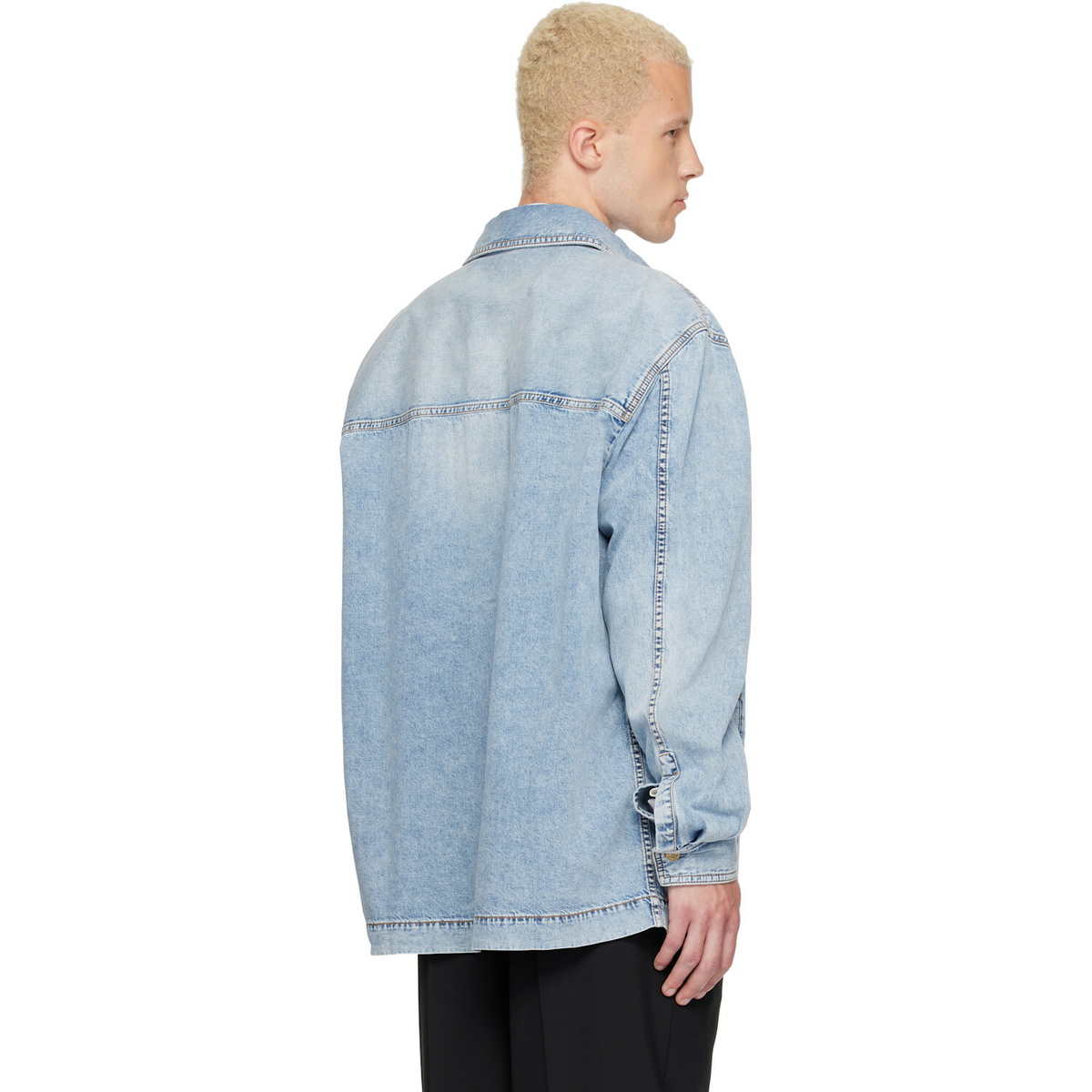 BALMAIN Blue Faded Denim Shirt