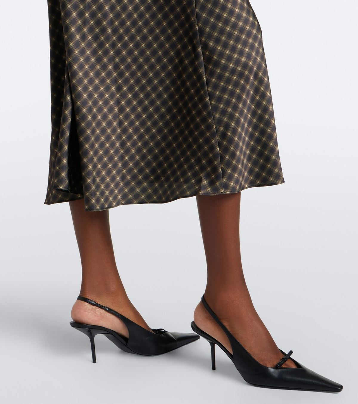 Vince Plaid satin slip skirt