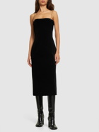 FERRAGAMO - Flock Velvet Denim Midi Dress W/chain