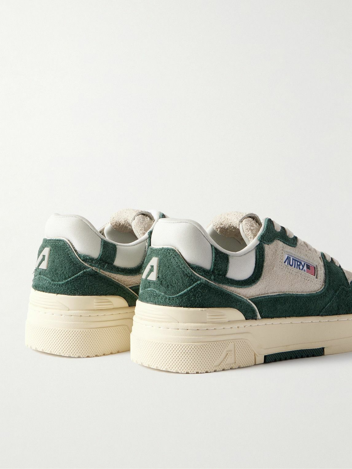 Autry - CLC Mesh-Trimmed Brushed-Suede Sneakers - Green Autry
