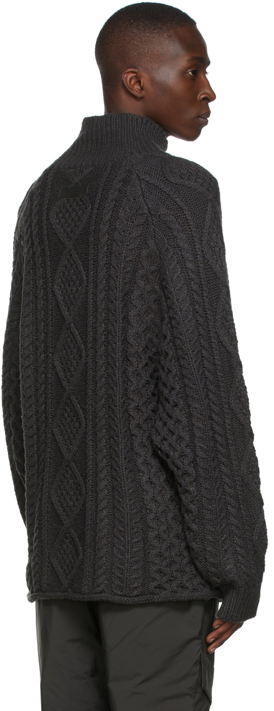 Essentials Black Cable Knit Turtleneck Essentials