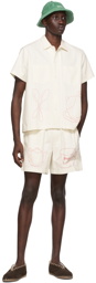 Bode SSENSE Exclusive White Limited Edition Tea Time Rugby Shorts
