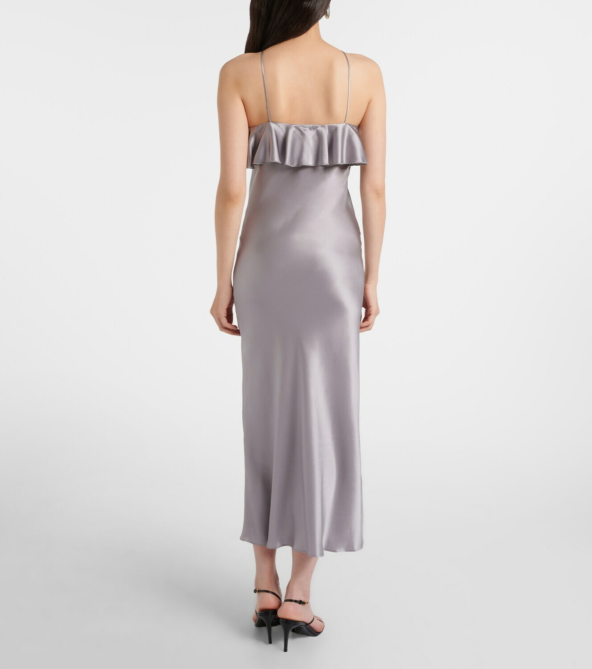 Rodarte Floral-appliqué silk charmeuse slip dress