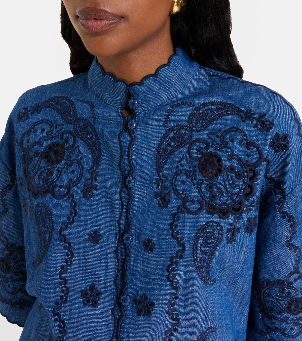 Zimmermann Aster embroidered denim shirt