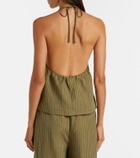 Staud Corso striped halterneck linen top