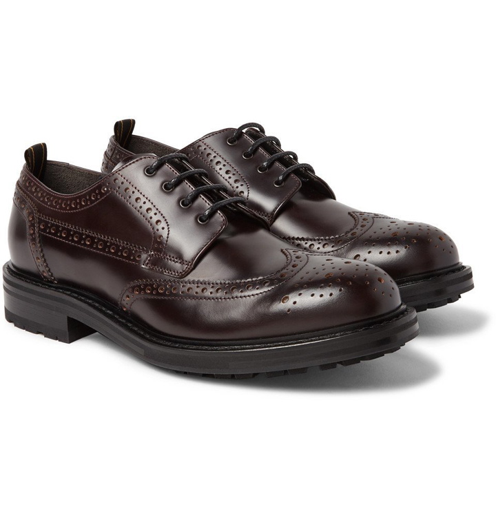 Photo: Dunhill - Traction Leather Wingtip Brogues - Men - Merlot