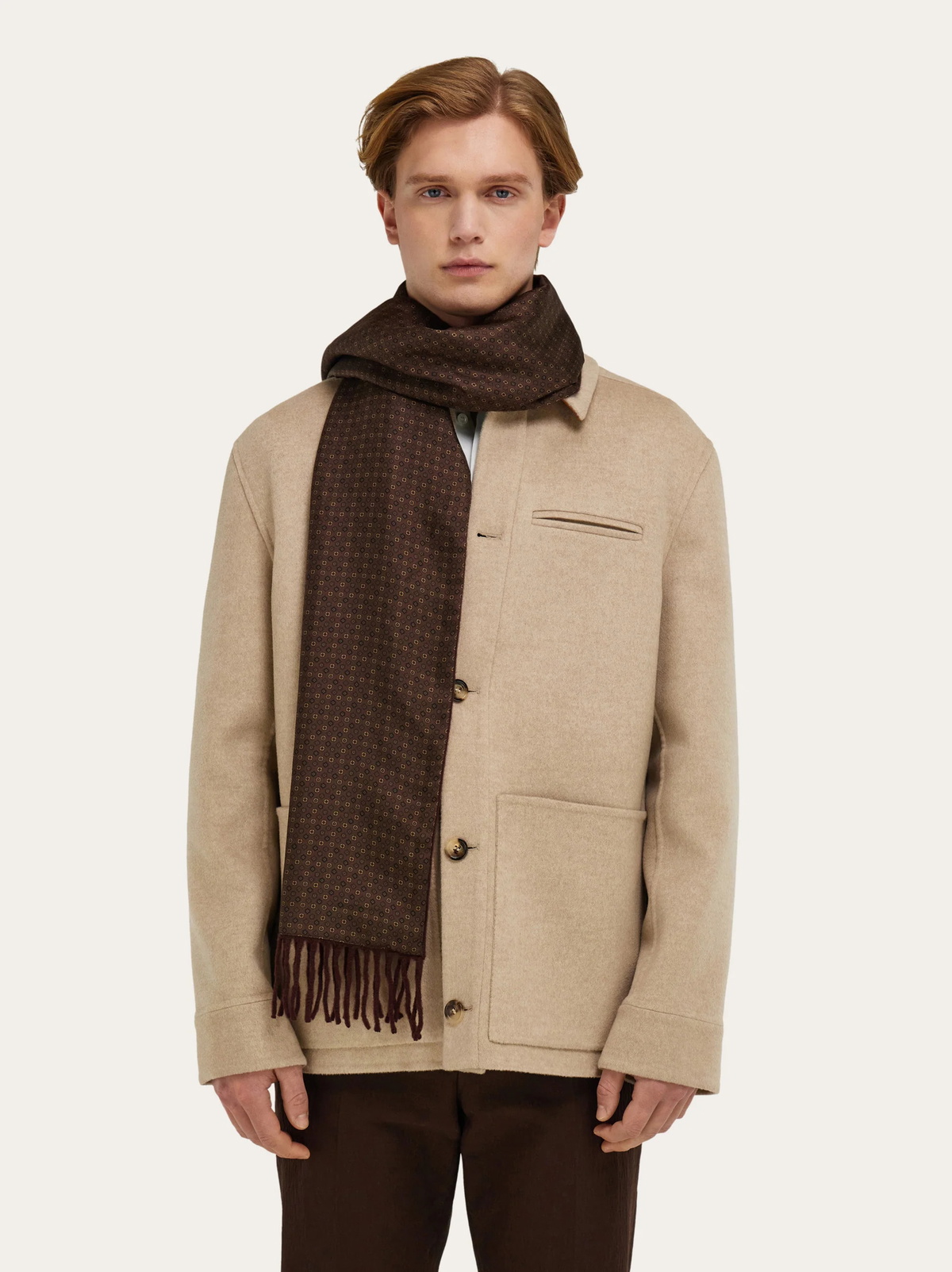 Ferragamo Mens Double face scarf in Brown