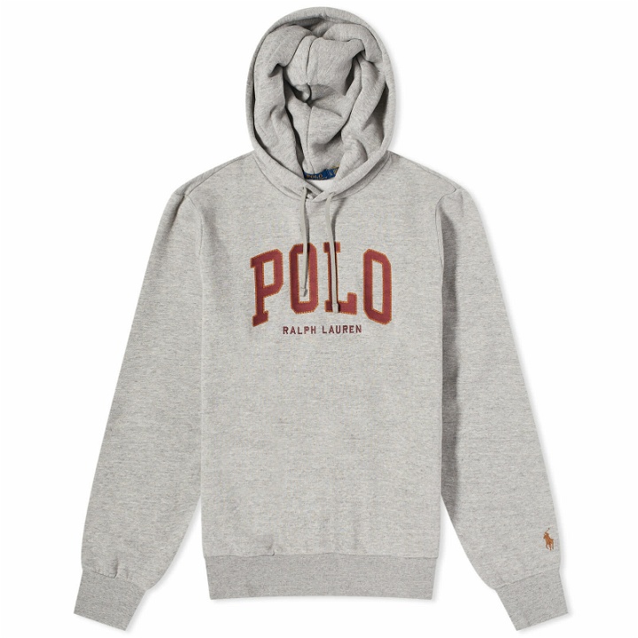 Photo: Polo Ralph Lauren Men's Polo College Logo Hoodie in Dark Vintage Heather