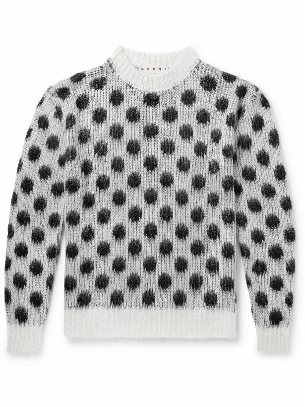 Photo: Marni - Polka-Dot Intarsia-Knit Sweater - White