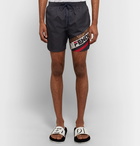 Fendi - Slim-Fit Short-Length Logo-Print Swim Shorts - Men - Navy