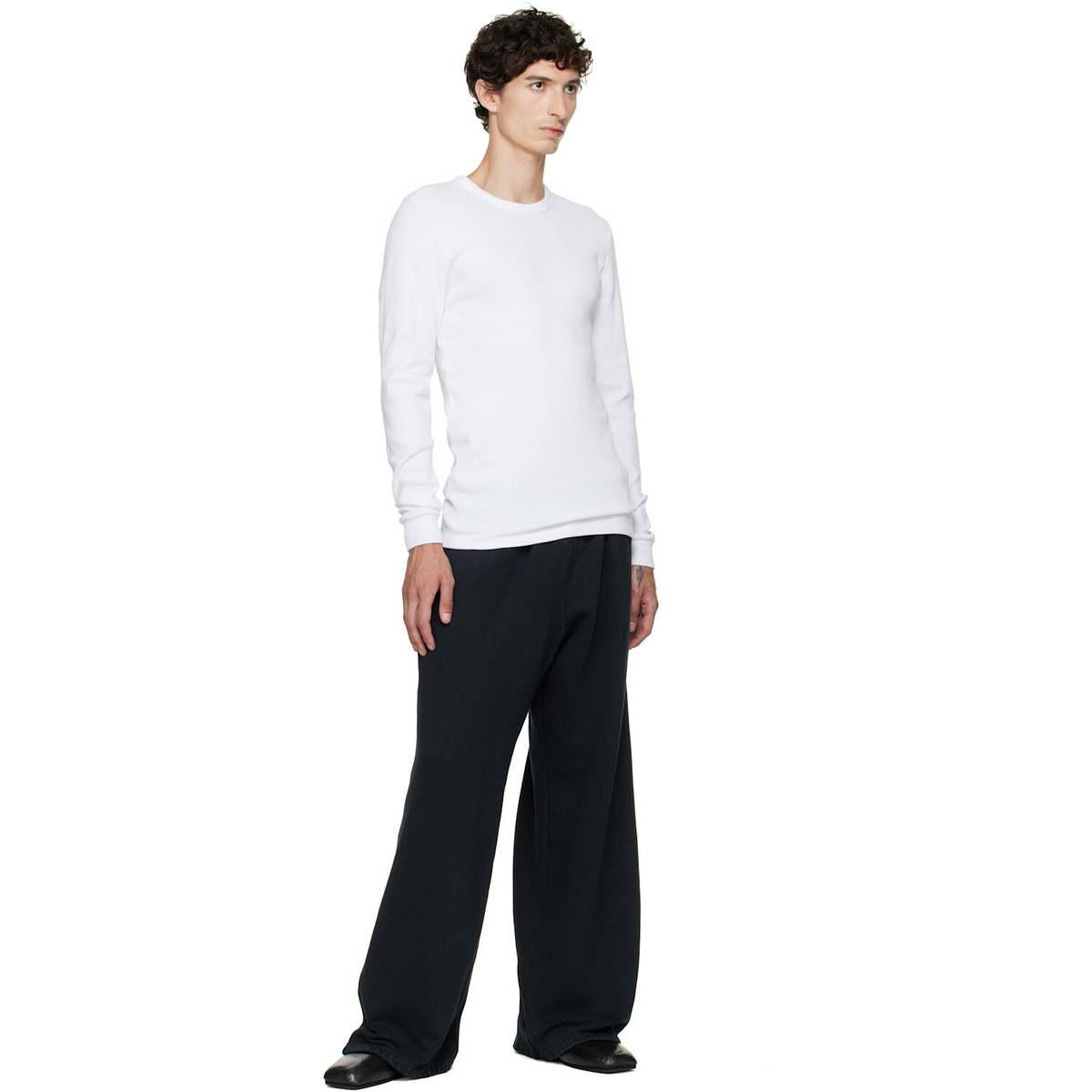 Les Tien White Thermal Fitted Long Sleeve T-shirt