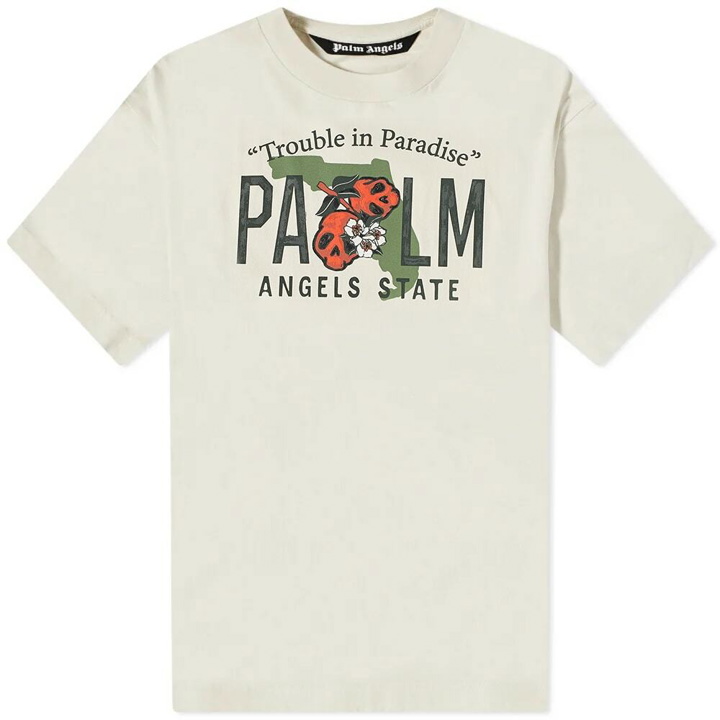 Photo: Palm Angels Men's East Coast Vintage T-Shirt in White/Black