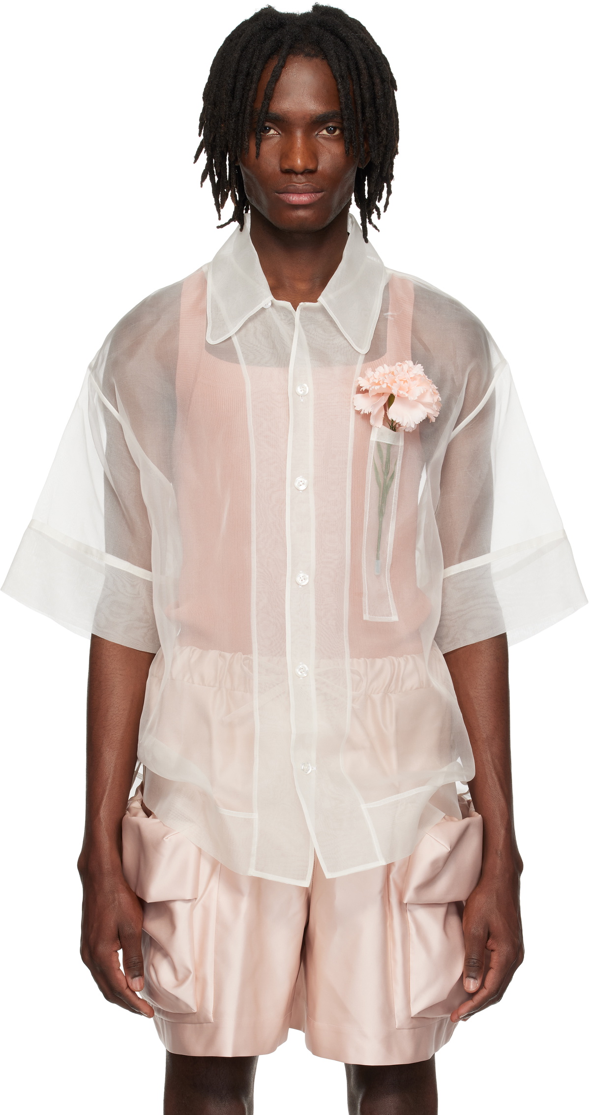 Simone Rocha Off-White Carnation Pocket Boxy Shirt Simone Rocha