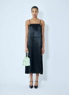 Prada Satin Logo Patch Midi Dress