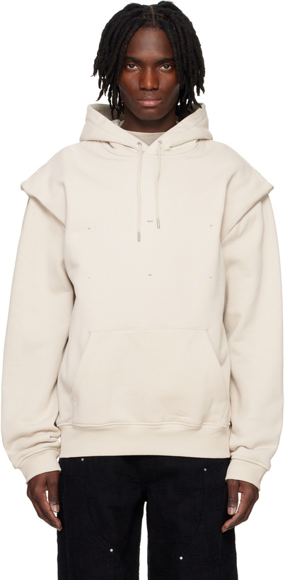 Photo: HELIOT EMIL Beige Outline Logo Hoodie